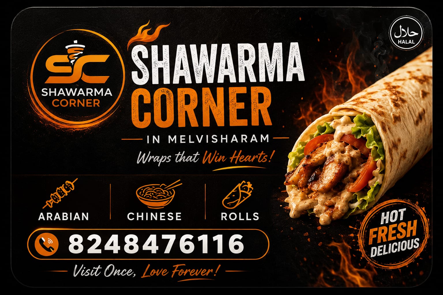 Shawarma Corner wraps advertisement flyer